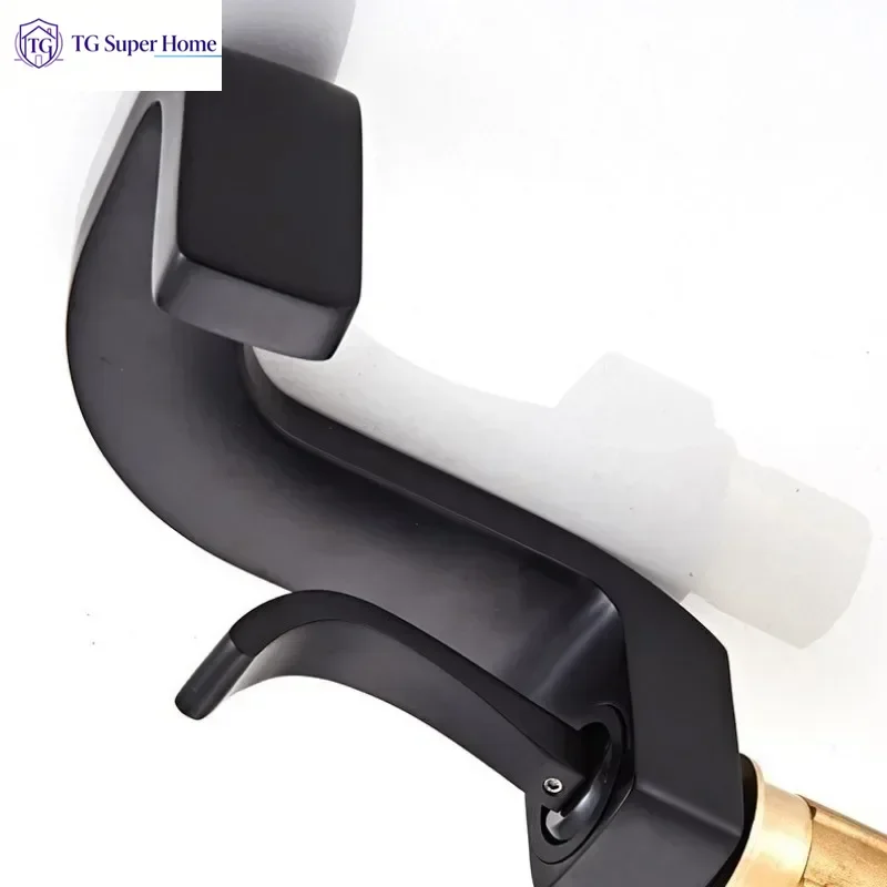 Luxury Waterfall Basin Mixer Tap, Full Brass Wide Spout Hot Cold Bathroom Sink Faucet, Single Hole Modern Chrome/Black/White