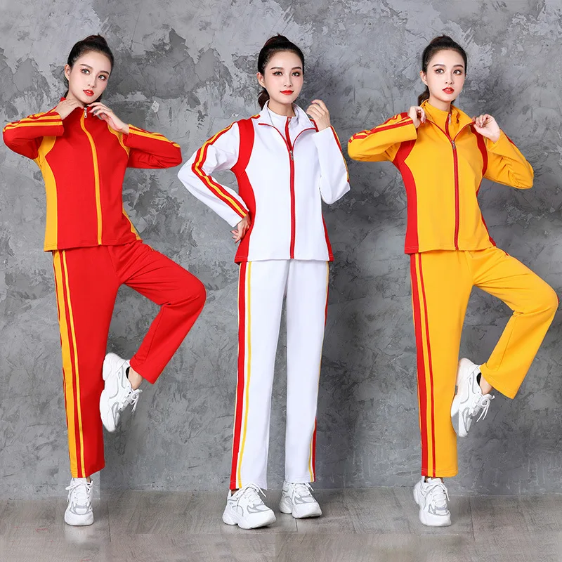 Square Dance Clothing New Set Autumn/Winter Long sleeved Coat Three piece Set Sports Team Performance Dance Clothing Jumping Exe