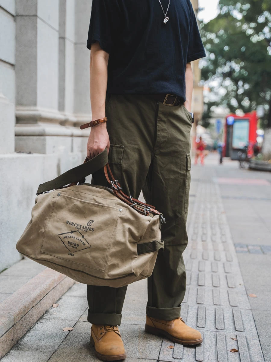 

outdoor sports fitness handmade high-quality padded canvas men's large-capacity travel bag vintage luggage crossbody bag