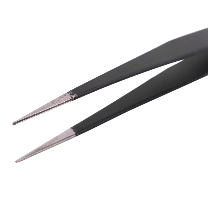 6x nail art strass cílios extensão pinças retas e curvas conjunto de ferramentas-preto