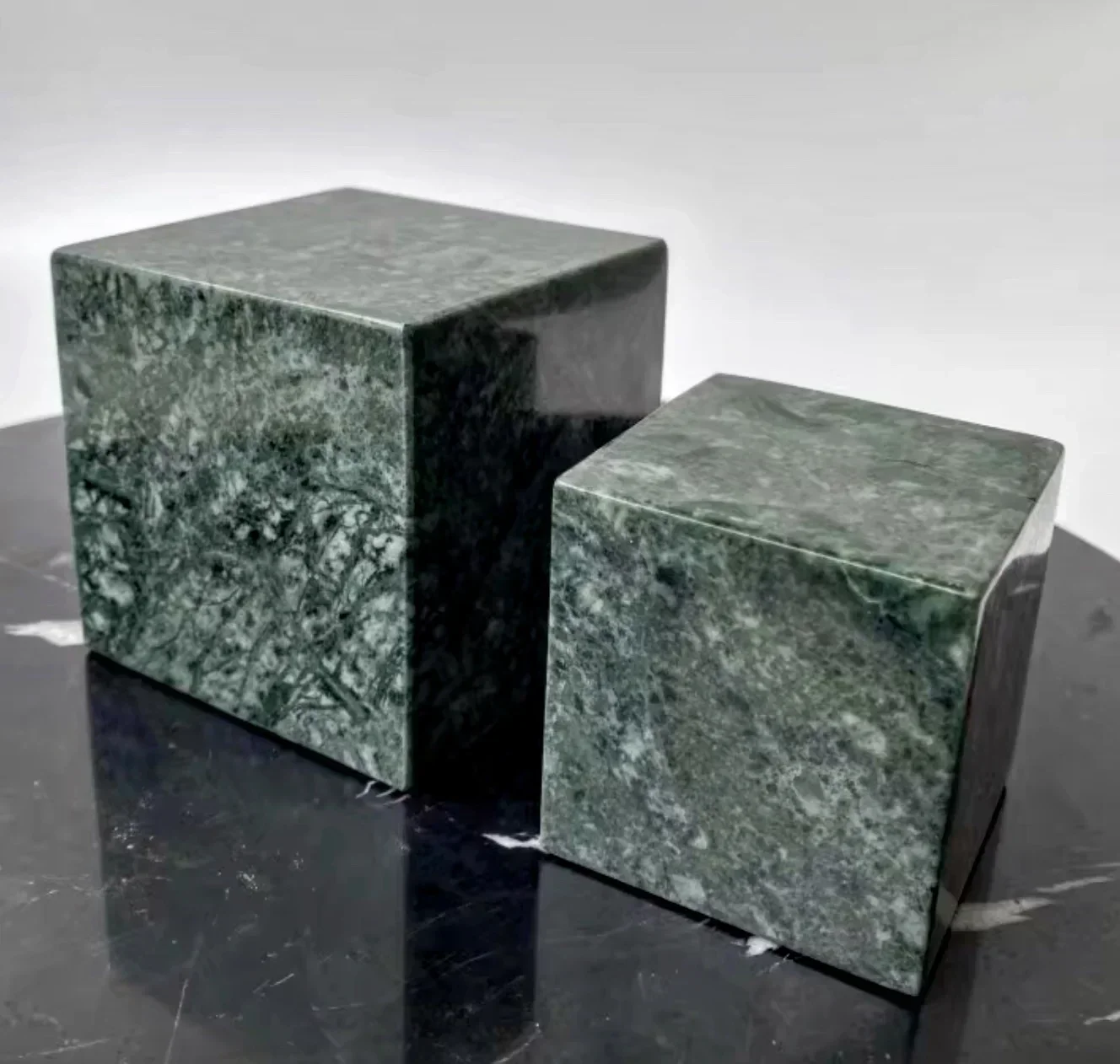 

2pcs 50x50x50mm Solid Green Marble Stone Cube Blocks Jewelry Crafts display stand base plates(can customized)