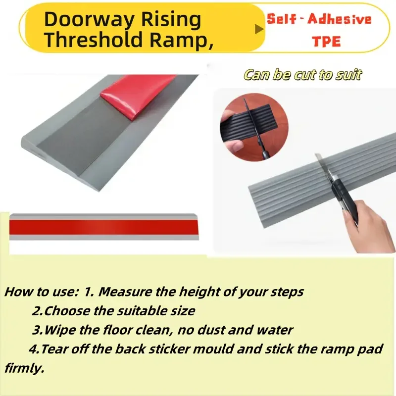 1 peça almofada de rampa multiuso de 80cm/31.49 polegadas-autoadesivo, durável, antiderrapante, adequado para robôs de varredura, carrinhos de compras