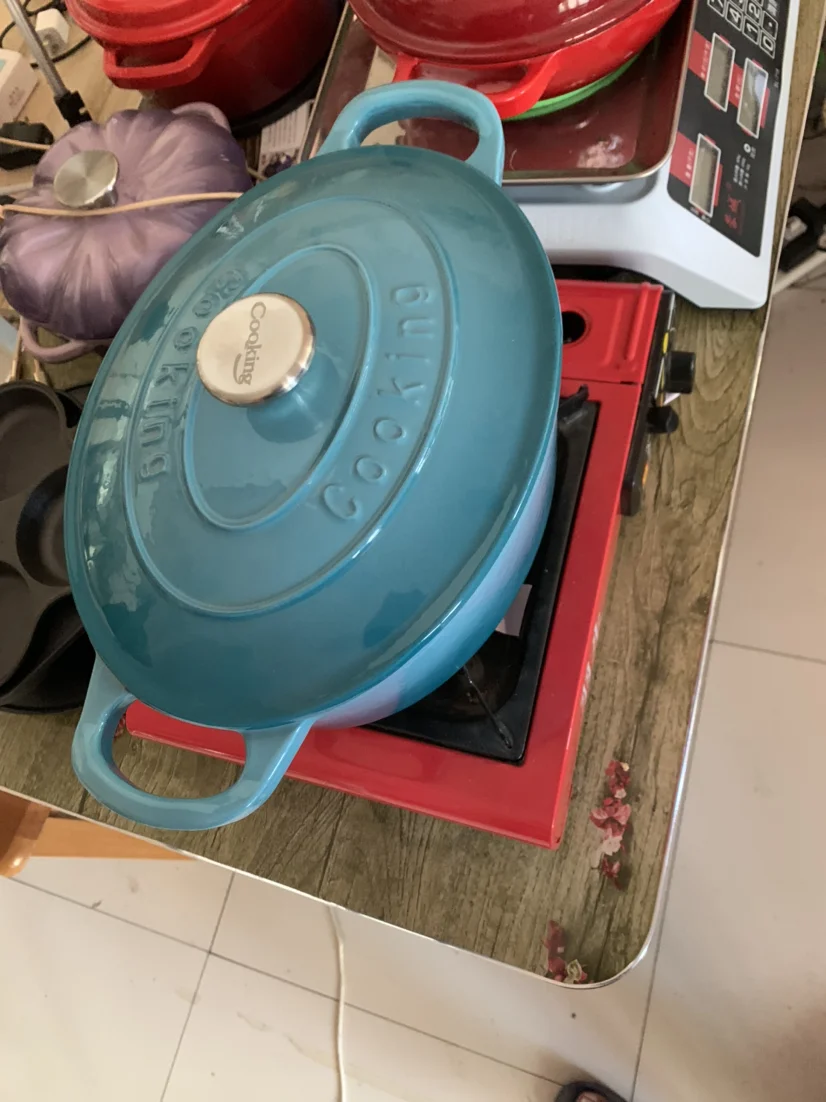 EnamelCast鉄製オーバルドッチオーブン、ソースパン、キッチン用品