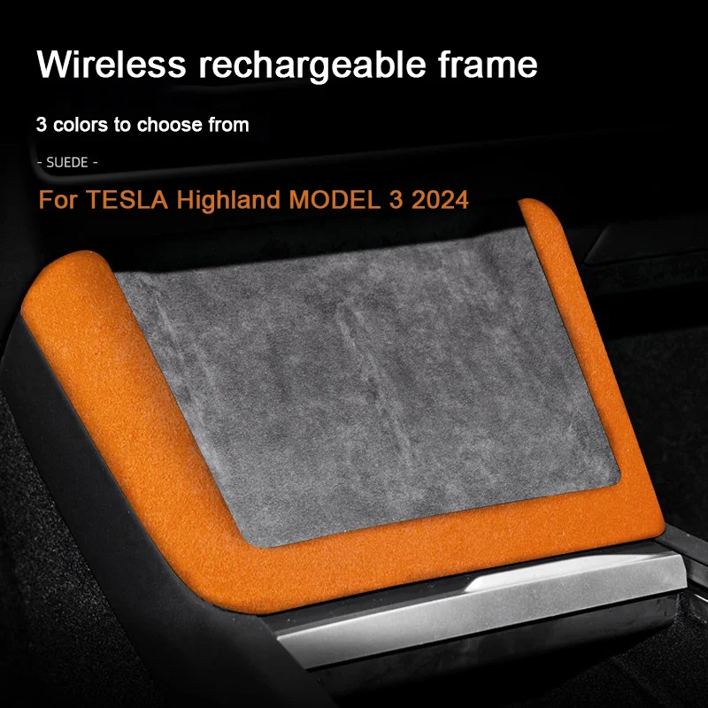 For New Tesla Model 3 Highland 2024,Wireless Charging Trim Frame Protect Shell Central Control Armrest Box Covering Accessory