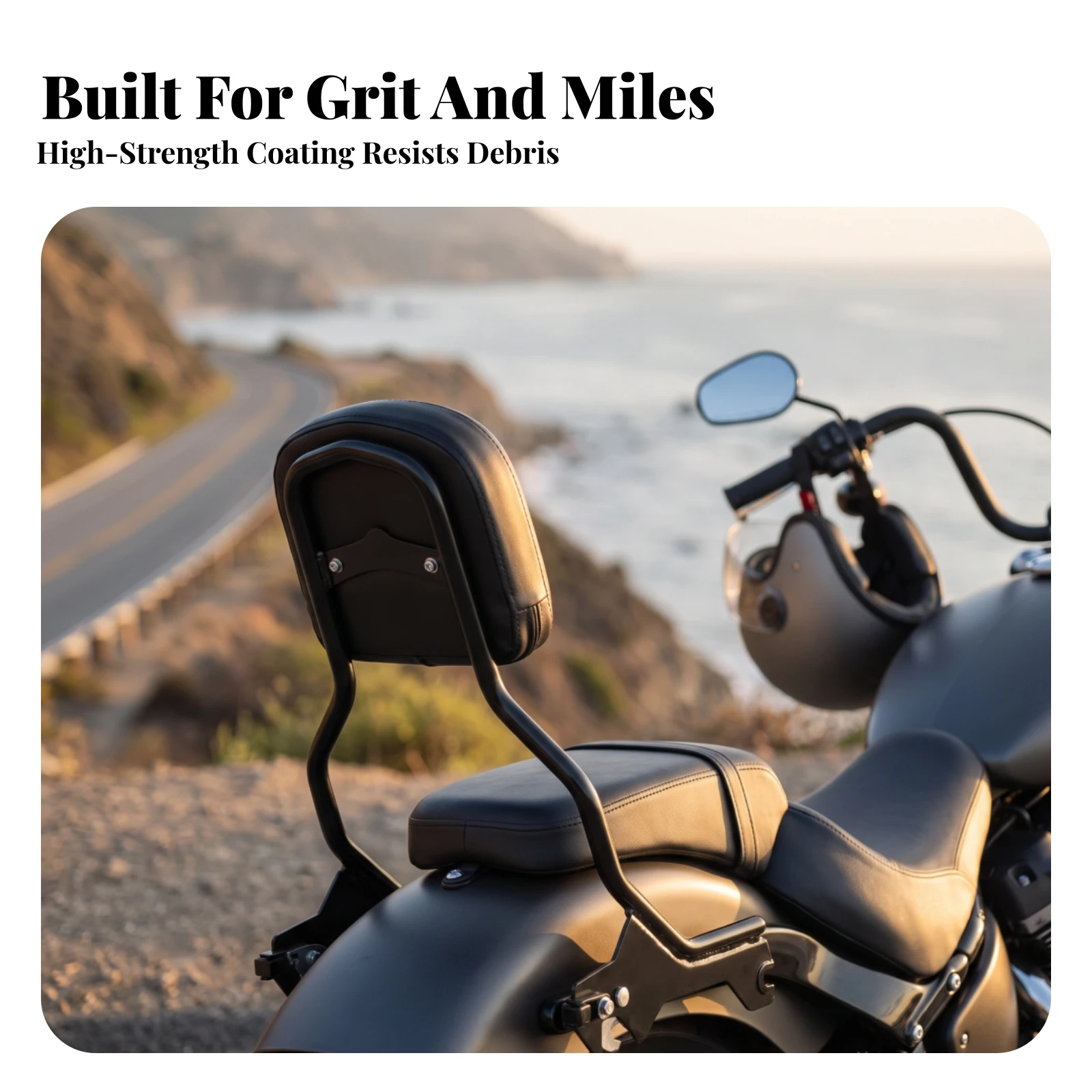Motorcycle Backrest with Pad Detachable Passenger Backrest with Metal Frame Long-Lasting Supportive for Riders, Touring