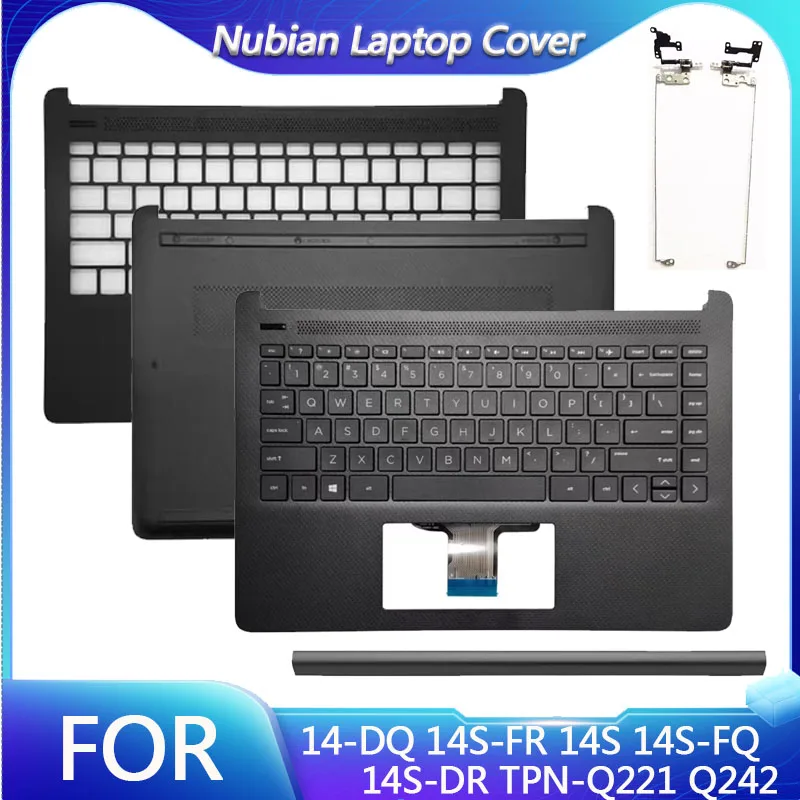 

For 14-DQ 14S-FR 14S 14S-FQ 14S-DR TPN-Q221 Q242 Palm Rest/Keyboard/Bottom Cover/Hinge Cover black