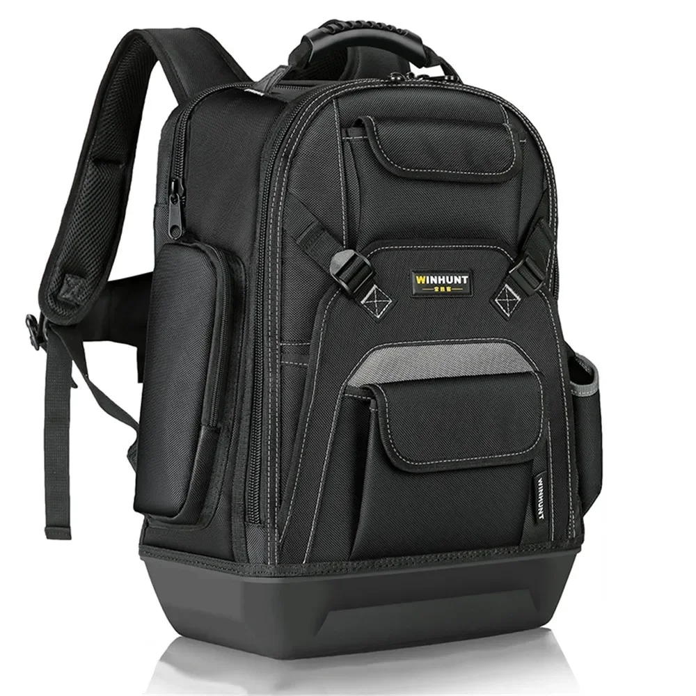 2024 New High Quality Tool Backpack Duty Heavy Canvas Multi-pocket Plastic Bottom Tool Bag Electrician Woodworker Tool Bag