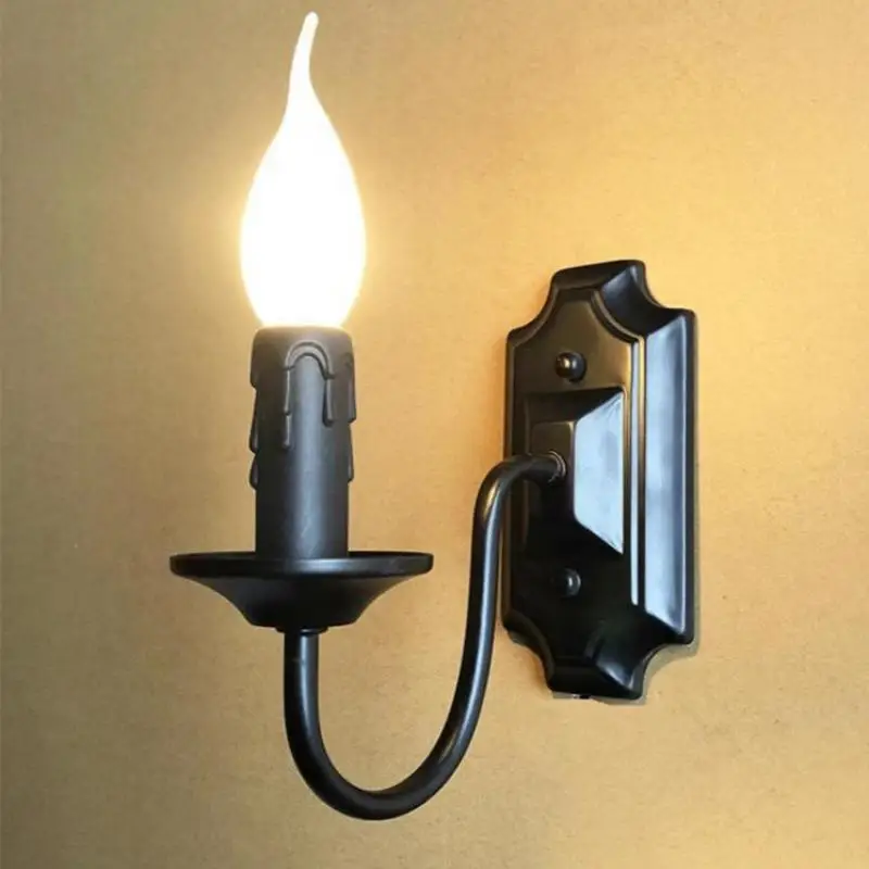 Art Deco Bar Veranda Small Led Candle Wall Lamp Indoor Retro Iron Wall Fixture Lighting Aisle Porch Balcony Wall Sconce For Home