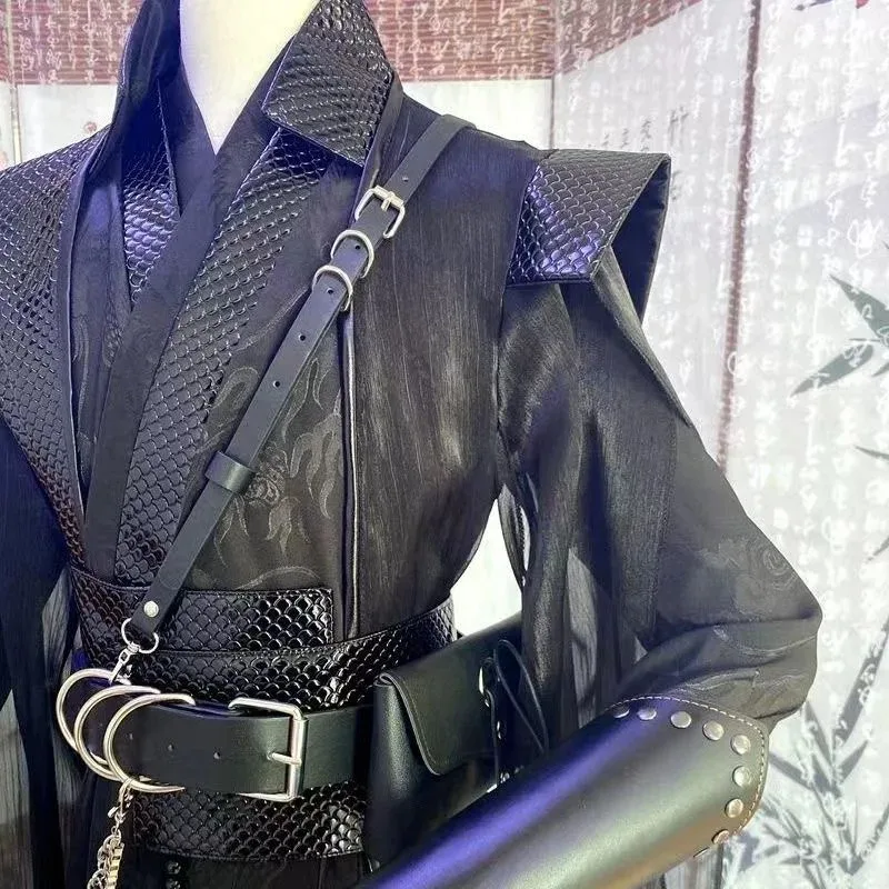 He Xuan-Peluca de disfraz de Cosplay Sha Po Lang, personaje Tian Guan Ci Fu Chang Geng Mo Ran, disfraz de Cosplay negro Hanfu para mujeres y hombres