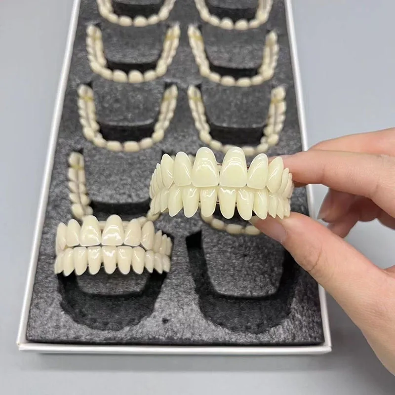 1/10 Pairs Resin False Teeth Temporary Fake Tooth Upper Lower Removable Durable Dentures Whitening Dentures Dental Material