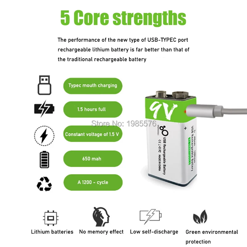 2-10 قطعة جديد 9 V 6F22 650mAh USB ليثيوم قابلة للشحن بطارية 9 V بطاريات ليثيوم أيون ل متعدد ميكروفون لعب التحكم عن بعد