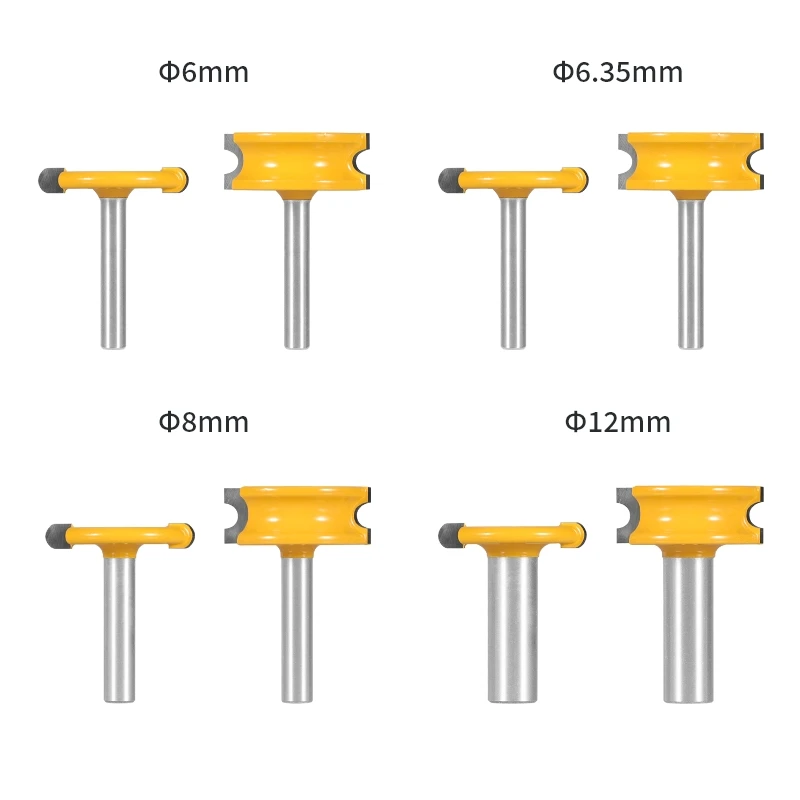 YUSUN 2PCS  Flute&Bead  T-Shaped Tenon  Router Bit Woodworing Milling Cutter For Wood