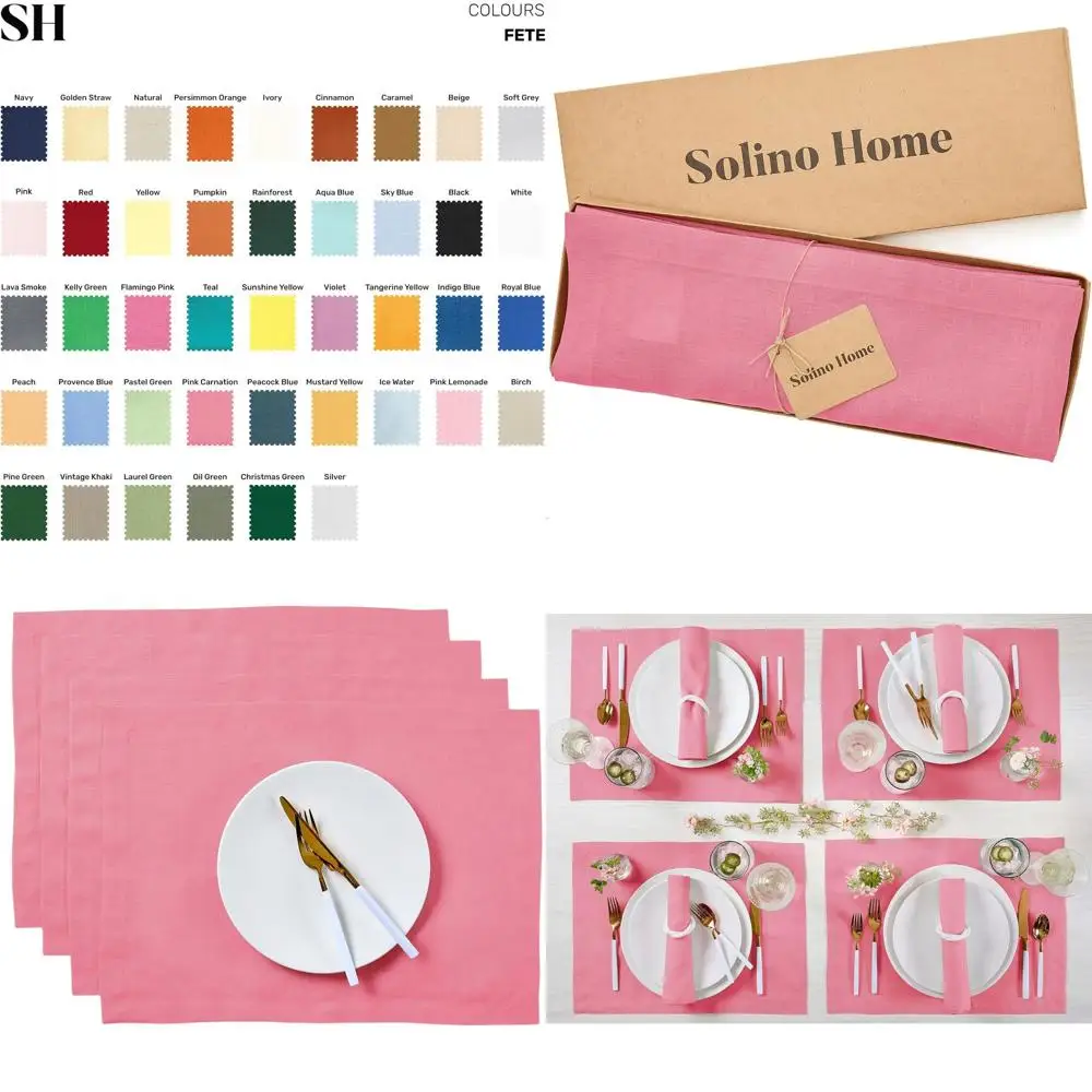 

Набор из 4 льняных салфеток с рисунком розовых гвоздик, 35x48 см, идеально подходит для празднования Дня святого Валентина, весны и Пасхи