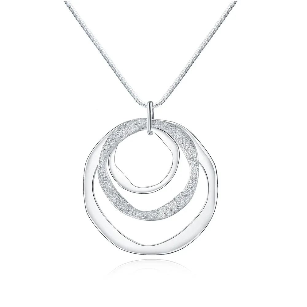 40-75cm Fine Brand 925 Sterling Silver Necklace For Women Luxury Wedding Jewelry Bohemia Circle Pendants Chain Neckalce