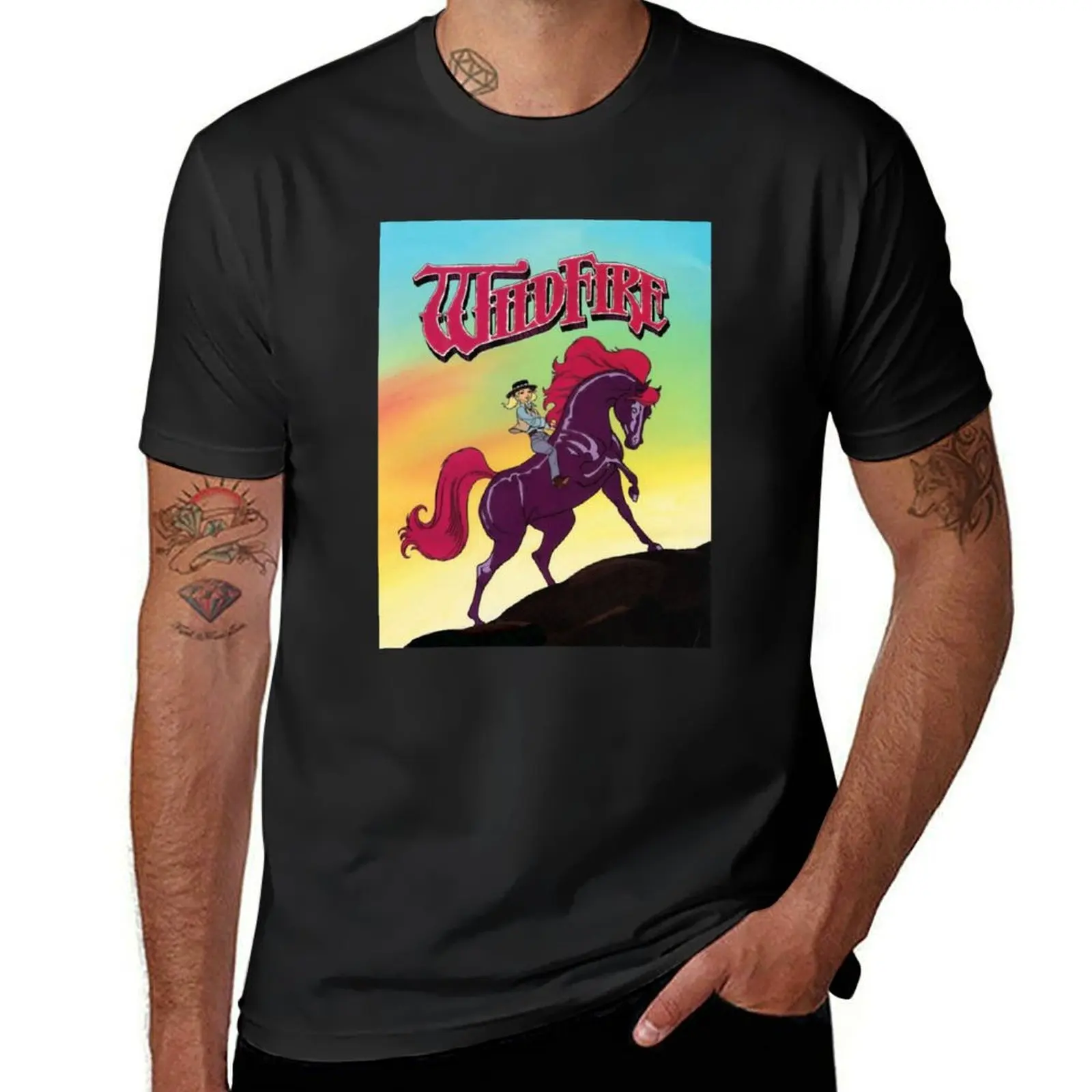 Wildfire - 80s horse cartoon T-Shirt blacks quick-drying big and tall t shirts for men