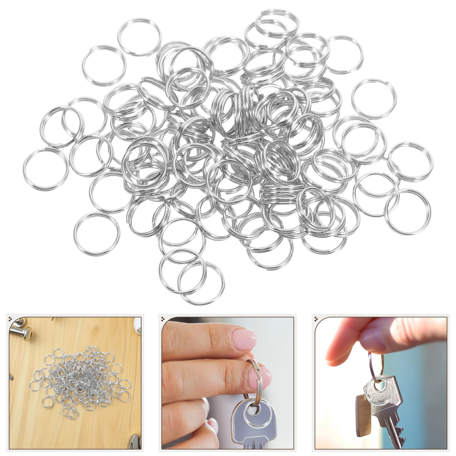 

100pcs Stainless Steel Rings Split Keyrings Anti Rust Safe Craft Jewelry Making Supplies Mini Connectors Hardware