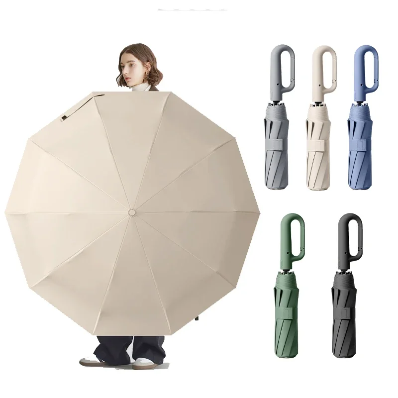

Oversized Reinforced Windproof Rainproof Dual-use UV Resistant Fully Automatic Rotating Ring Buckle Umbrella Fold double keel