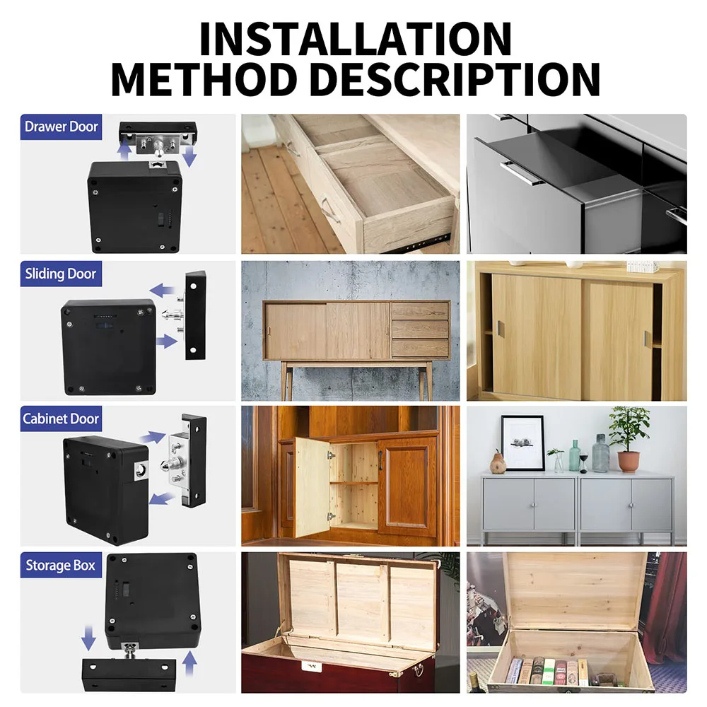 Imagem -02 - Fechaduras Eletrônicas Invisíveis Desbloquear Rfid Hidden Cabinet Lock Gaveta de Peito de Madeira Caixa de Ferramentas do Armário