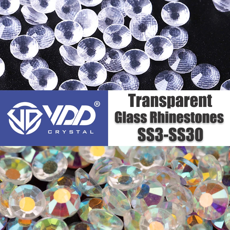 VDD 056 Transparent/057 Transparent AB Glass Non-Hotfix Rhinestones Crystal Strass Glitter Stone For Nail Art DIY Decoration