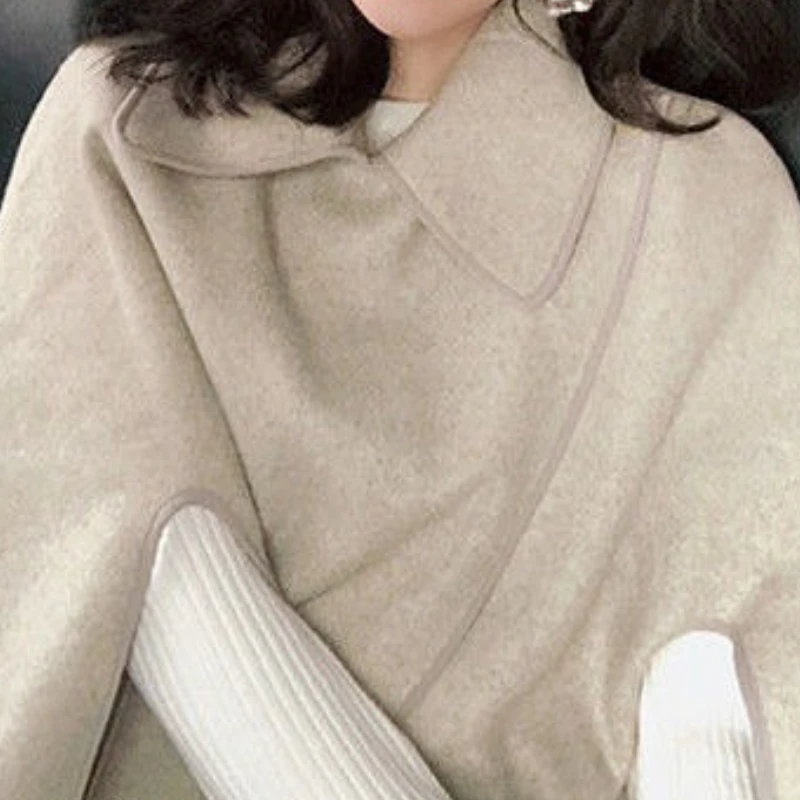 

Women's Woolen Cape Coat for Autumn and Winter, Loose-fitting Cape Shawl, Short Top Woolen Coat for Women