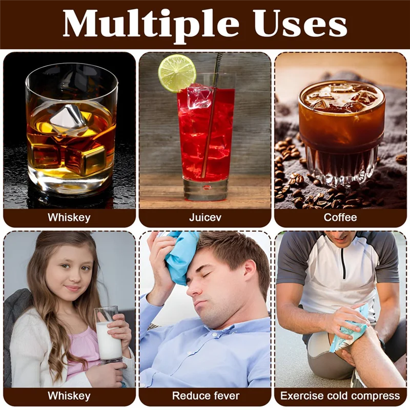 

A84X-Reusable Metal Whiskey Stones 24 Pack Stainless Steel Ice Cubes High Cooling Chilling Rocks With Ice Tongs For Drinking