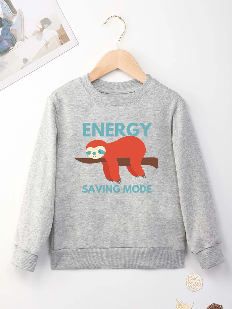 Funny Sloth Print 2 to 14 Years Children Sweatshirt Home Casual Comfy Fabric Soft Breathable Boy Girl Clothes Cheap Dropshipping