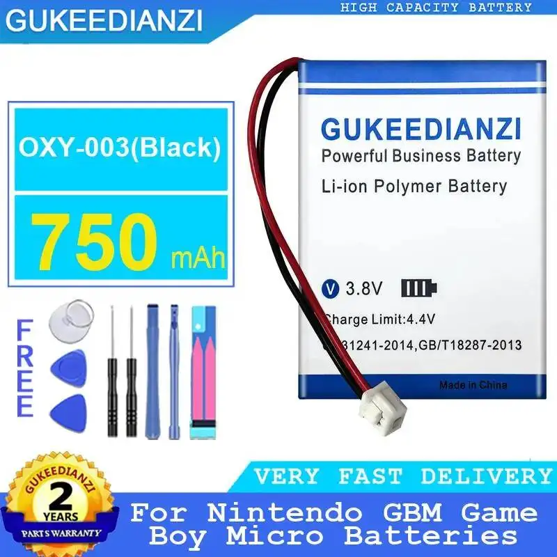 

Легкий аккумулятор Oxy-003 Black Gbm для игровой консоли Nintendo Boy Micro Batteries 750 мАч