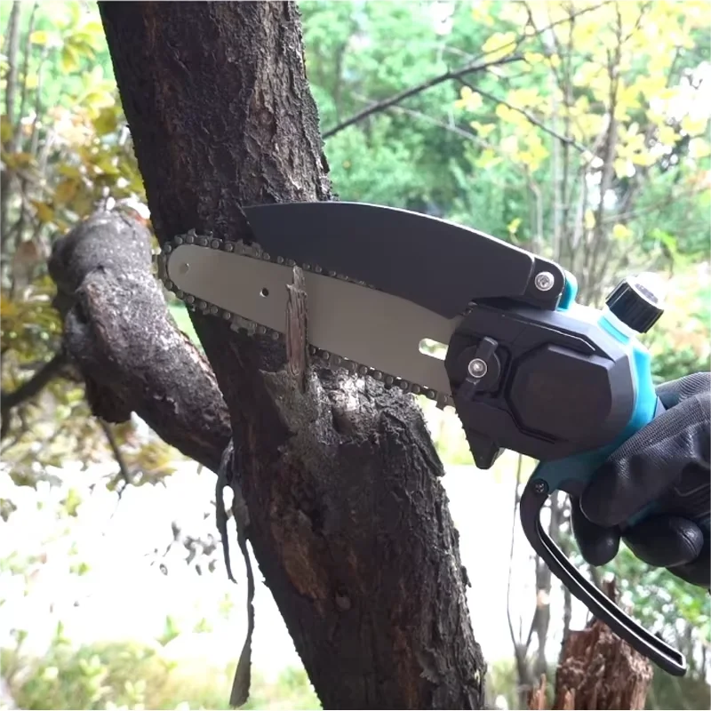 เลื่อยโซ่ไฟฟ้าขนาดเล็ก 6 นิ้ว 1700 รอบต่อนาที ใช้แบตเตอรี่ลิเธียมไอออน พกพาสะดวก ใช้งานมือเดียว ใช้ได้กับแบตเตอรี่ Makita 18V