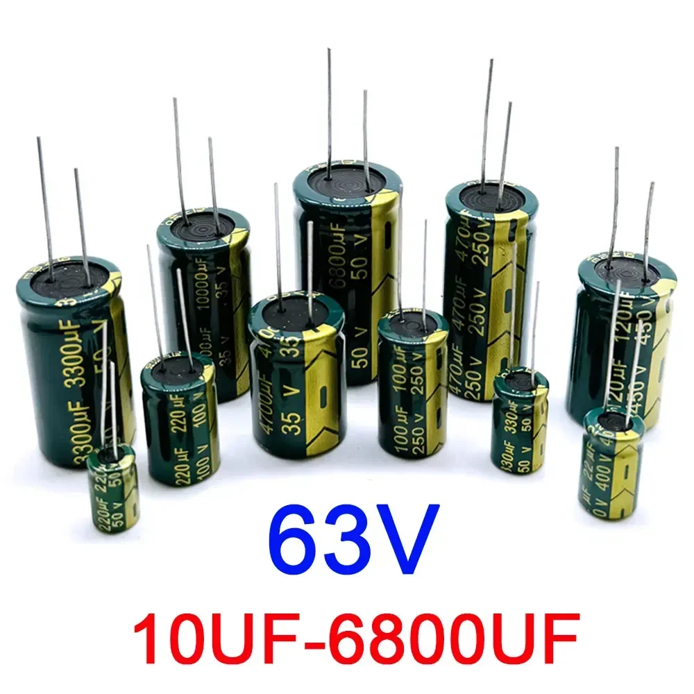 

High Frequency Electrolytic Capacitor 63V 10UF 47UF 100UF 220UF 330UF 470UF 680UF 1000UF 2200UF 3300UF 4700UF 6800UF ±20%
