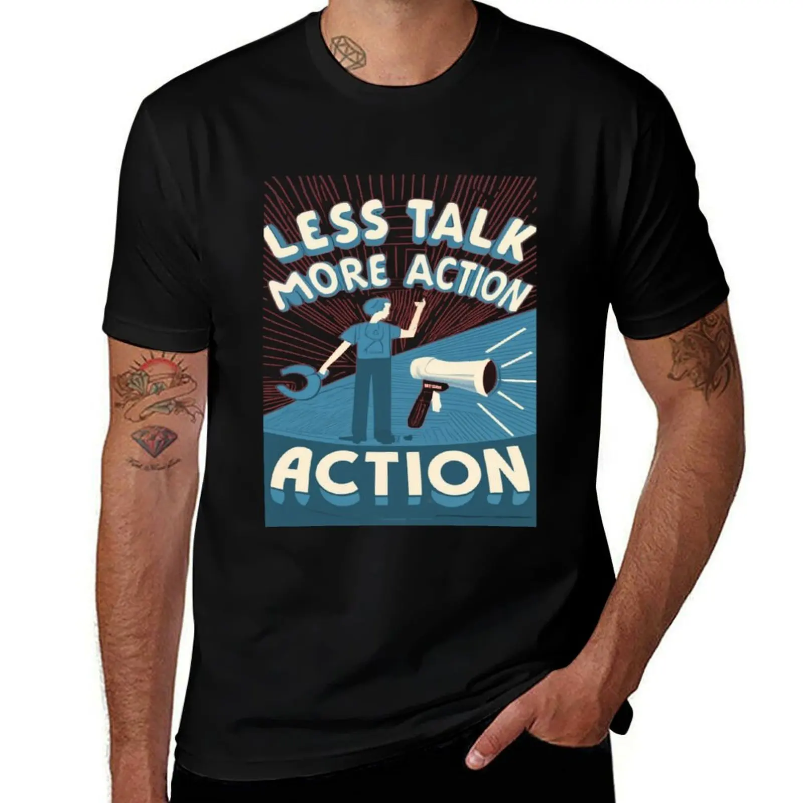 

Less talk more action T-Shirt Fashion Letter Print T-Shirt