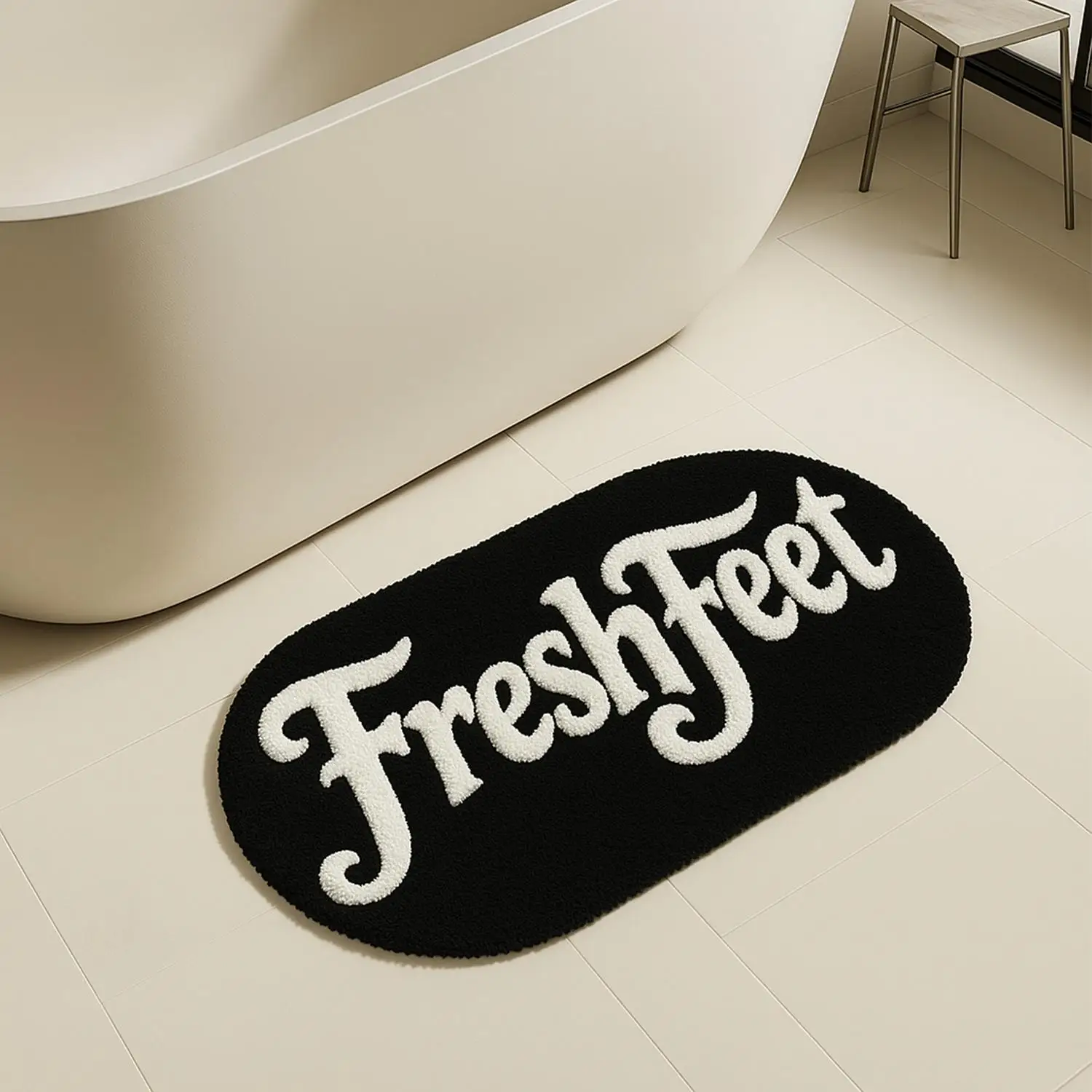 

Fresh Feet Bath Rug Funny Black Bathroom Décor Soft Absorbent Microfiber Floor Mat Machine Washable Floor Carpet