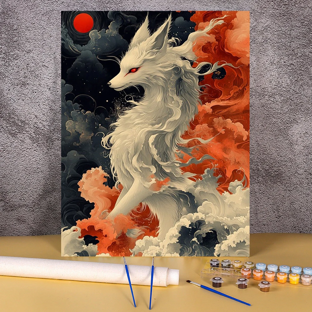 

DIY Oil Painting By Numbers Cartoon Fox Pictures By Numbers Animal Acrylic Paint Set For Adults Home Decoration Wall Art