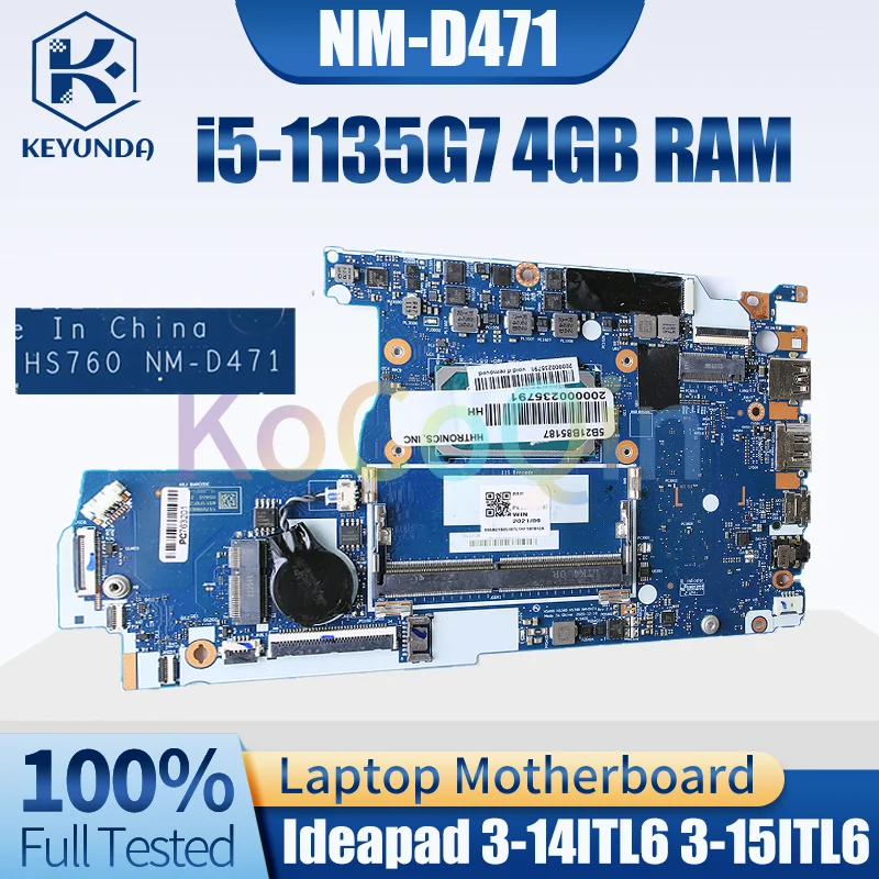For LENOVO Ideapad 3-14ITL6 3-15ITL6 Laptop Motherboard NM-D471 Celeron 6305 i5 i7 11th Gen Notebook Mainboard Full Tested