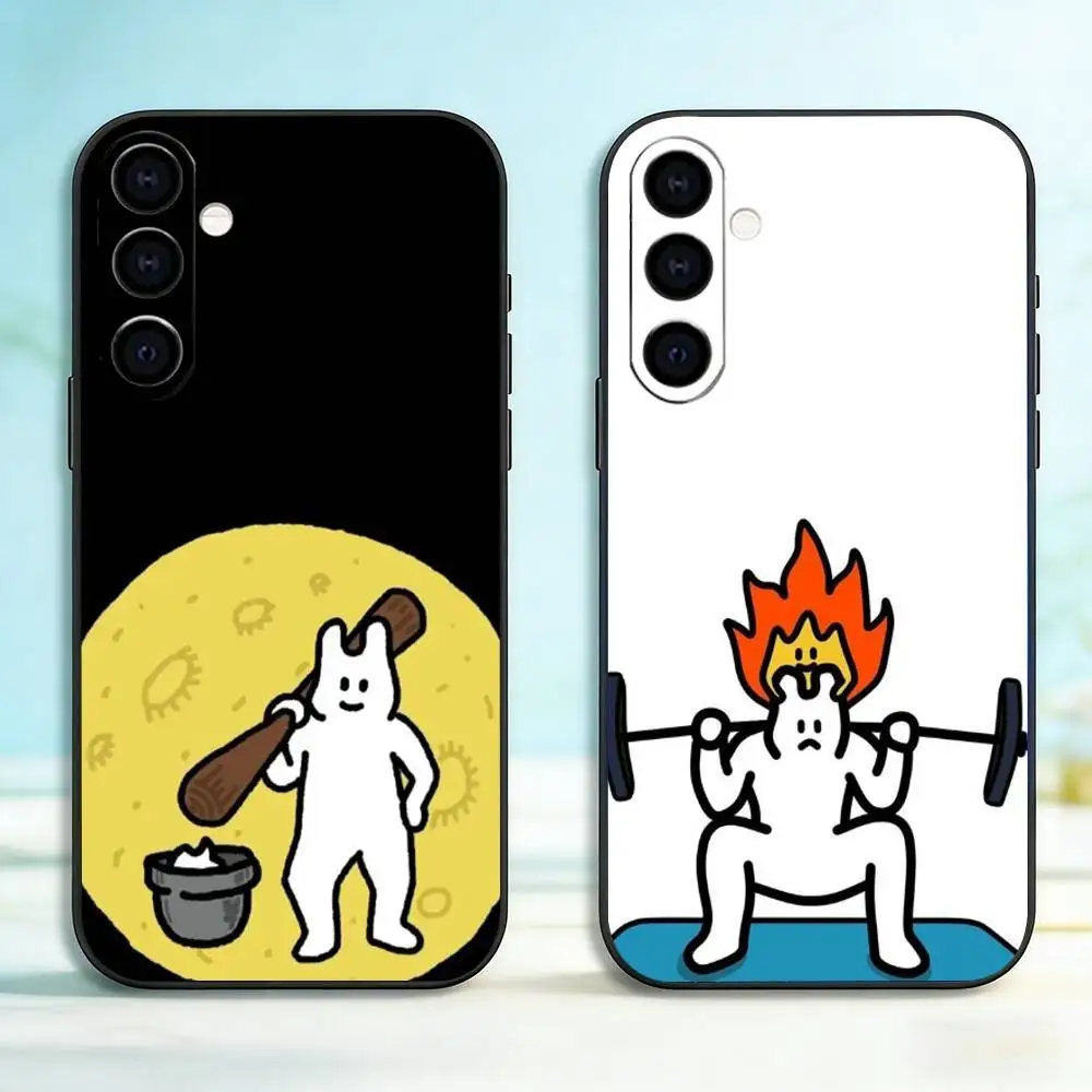 Happy Rabbits Party Phone Case Black Silicone Soft For Samsung Galaxy A73,A72,A71,A70,A53,A52,A51