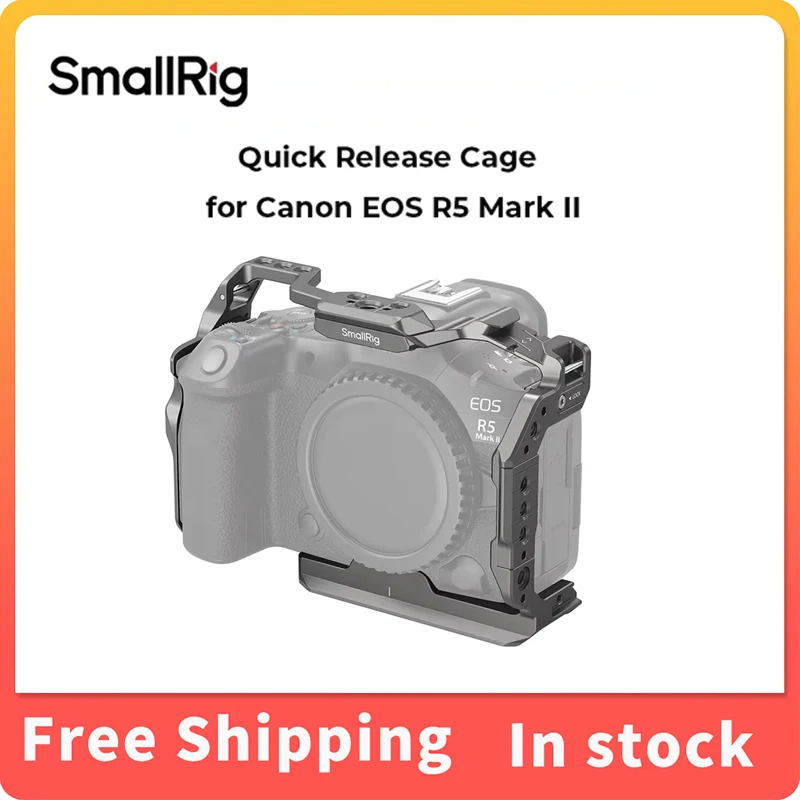 قفص SmallRig HawkLock سريع الإصدار لكاميرات Canon EOS R5 Mark II مع لوحة Arca-Swiss سريعة الإصدار H21 الناتو السكك الحديدية H18 الحذاء البارد