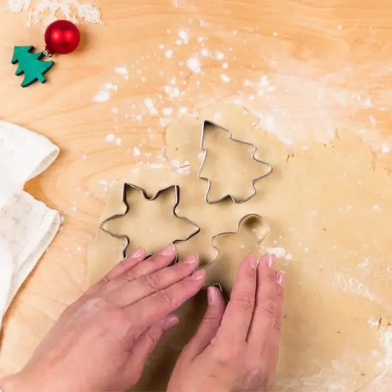 10PC Christmas Cookie Cutter Set-Stainless Steel Biscuit Mould with 10 Shapes for Baking Tools DIY Holiday Cookies for Beginner view 5