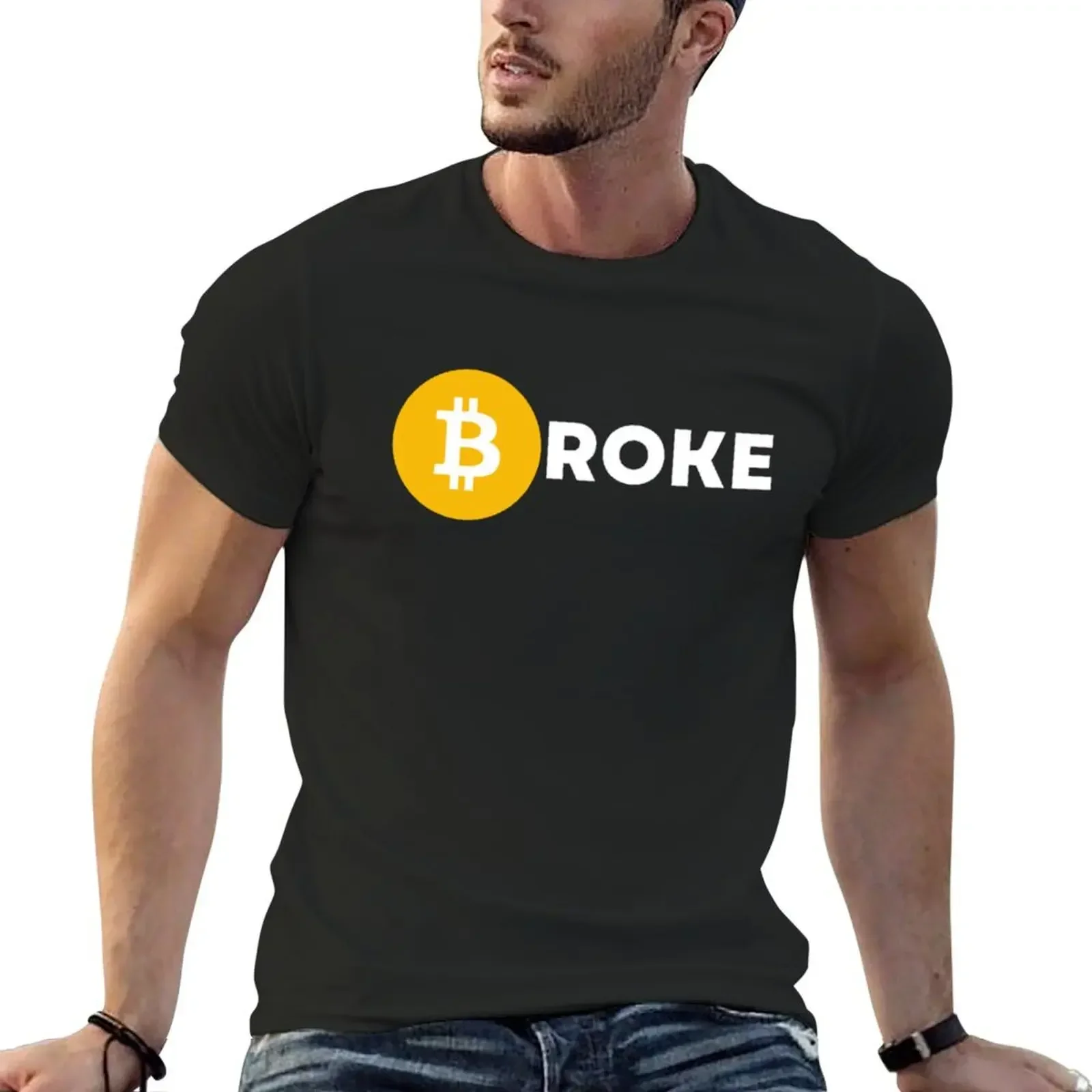 

BROKE Funny Crypto Crash Meme T-Shirt vintage sublime new edition men t shirts high quality