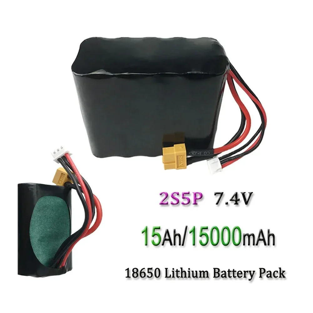 7.4V 15Ah  18650 2S5P Lithium Battery Pack Used For Drones Airplane Models Electric Toys High-Current Output Batteries