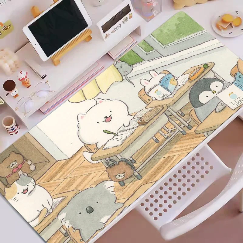 Cute Kitten Pu Leather Mousepad Office Desk Mat Mouse Pad Computer Speed Type Carpet Mat Player Laptop Keyboard Cartoon view 4