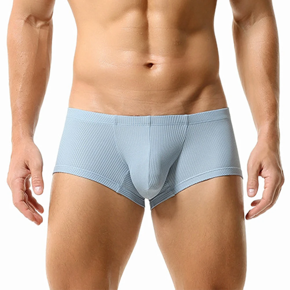 

Sexy Men Ice Silk Mesh Big Pouch U Convex Underwear Hip Lift Short Trunks Super Elasticity Underpants Solid Swimwear