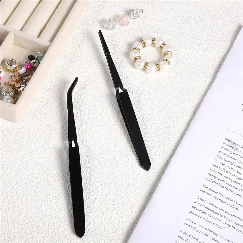 Pinzette inverse con punta in gomma AB33 in 4 pezzi, punte piatte e curve piegate rivestite in PVC in acciaio inossidabile per la lavorazione