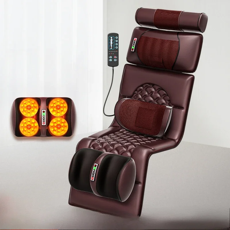 Full body multifunctional vibration kneading home heating chair cushion shoulder neck waist back legs and feet massage mattress