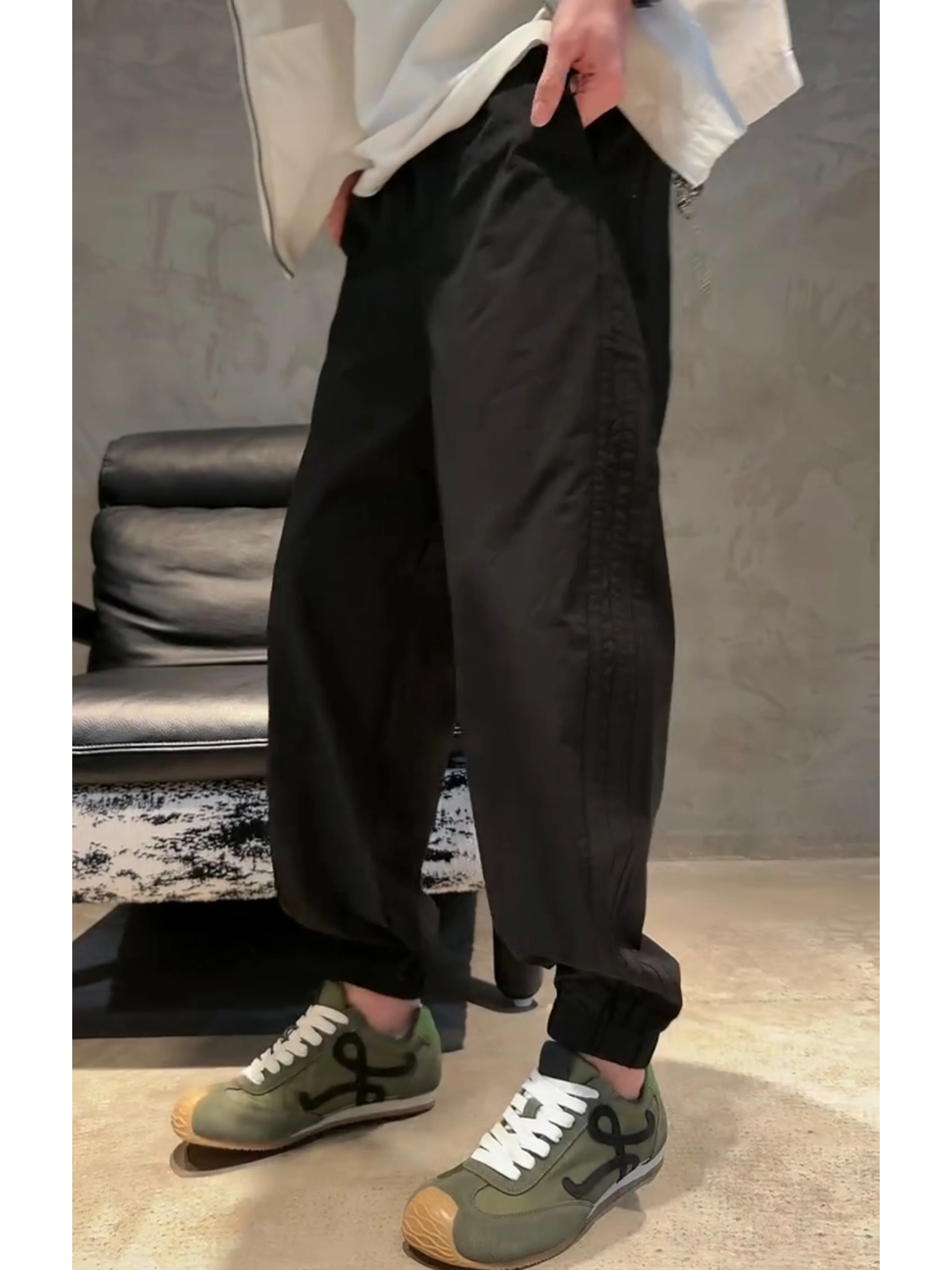 Men's Sporty Loose Fit Harlan Pants Thin Quick Dry Casual Trousers Spring Summer New Style Trendy Cuffed Harlan Pants