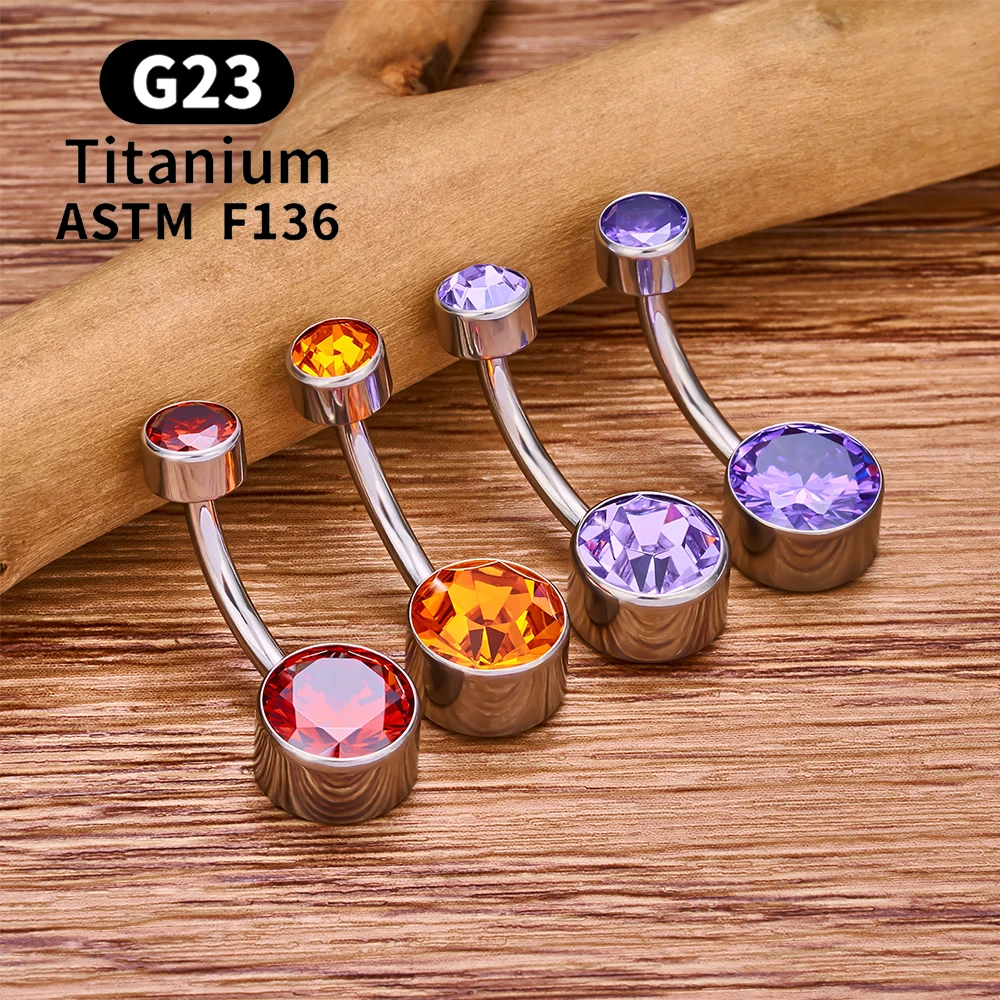 ASTM F136 Titan Bauchnabelringe Runde CZ 14G Innengewinde Bauchnabelpiercings Bauchbarren Damen Nabelpiercing Körperschmuck – Detail 6
