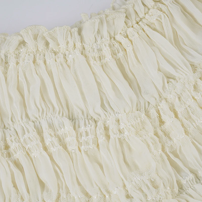 SUCHCUTE Beige Folds Textured Chiffon Shorts Damen Sommerhose mit elastischer Taille All Match Casual Shorts Grunge Fairycore 2026 – Detail 7