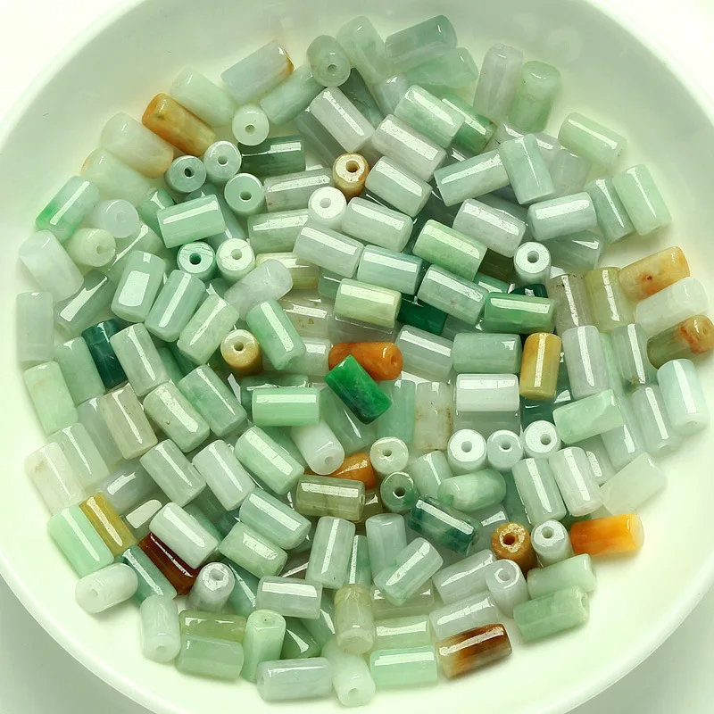 Factory Direct Supply NaturalAGoods Three Color Jade Tube Beads Scattered Beads Wholesale diyOrnament Accessories Handmade Beade