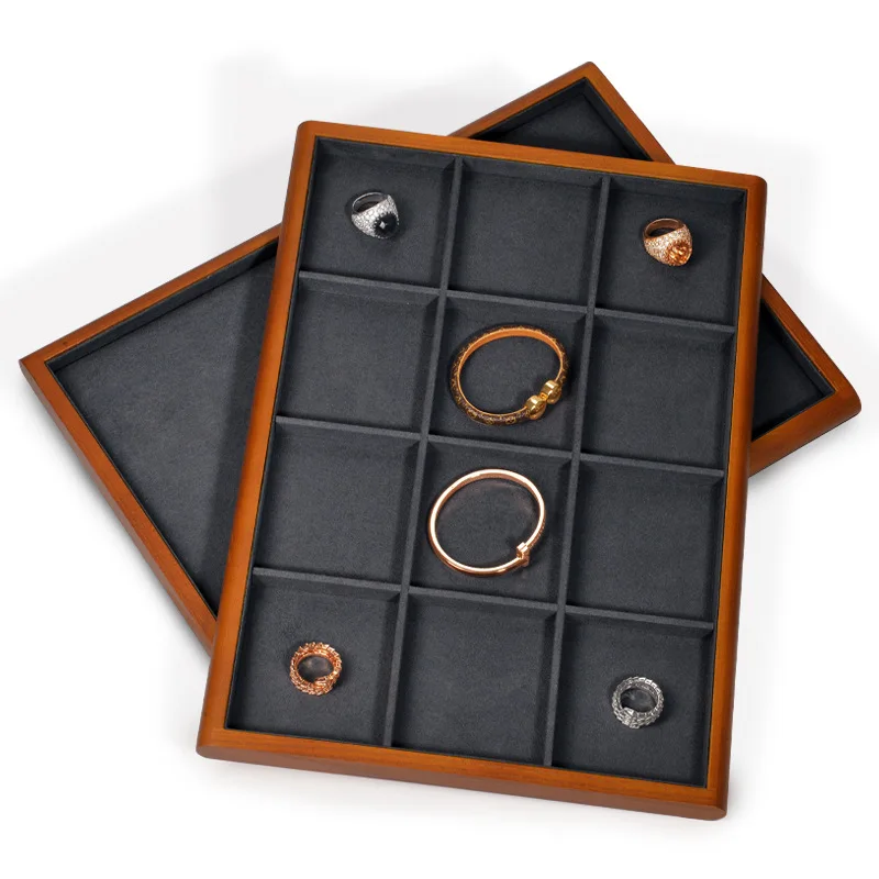 High-end solid wood jewelry storage tray, ring necklace, earrings, bracelet display tray, jewelry tray.