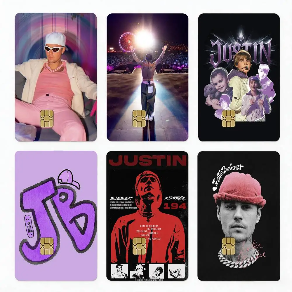 

J-Justin Bieber Coachella 4pcs 1Set Laser Holographic Sticker Skin Cover for Credit Bank Debit Card