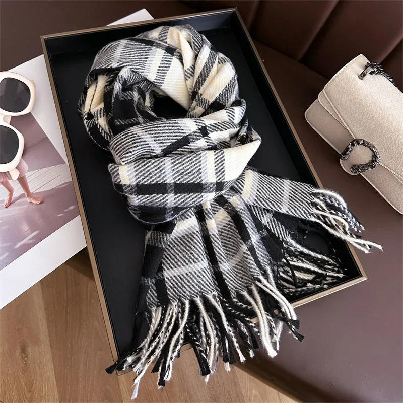 British Cashmere Imitation Fashion Hijabs Scarf Women Men Autumn Winter Warm Thickening Wraps Scarves Unisex Shawl Neckerchief