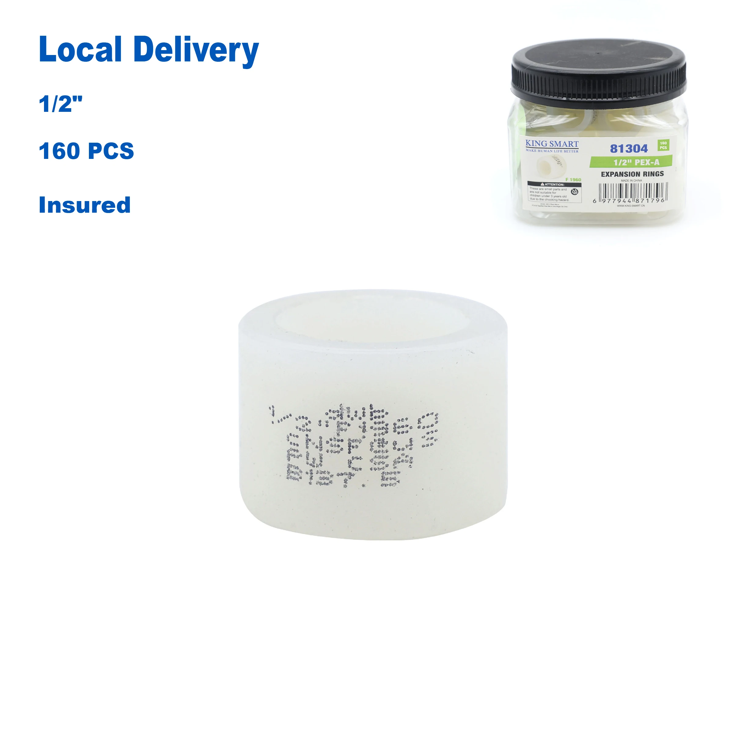 

Кольца/втулки KING SMART 1/2" F1960/PEX A для системы трубопроводов PEX A; 160 шт.; 81304